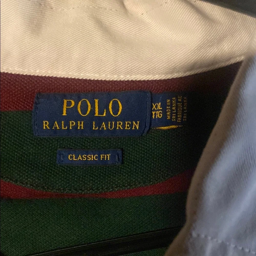 Polo by Ralph Lauren Men's‎ Striped Rugby Shirt - Burgundy, Green, Yellow